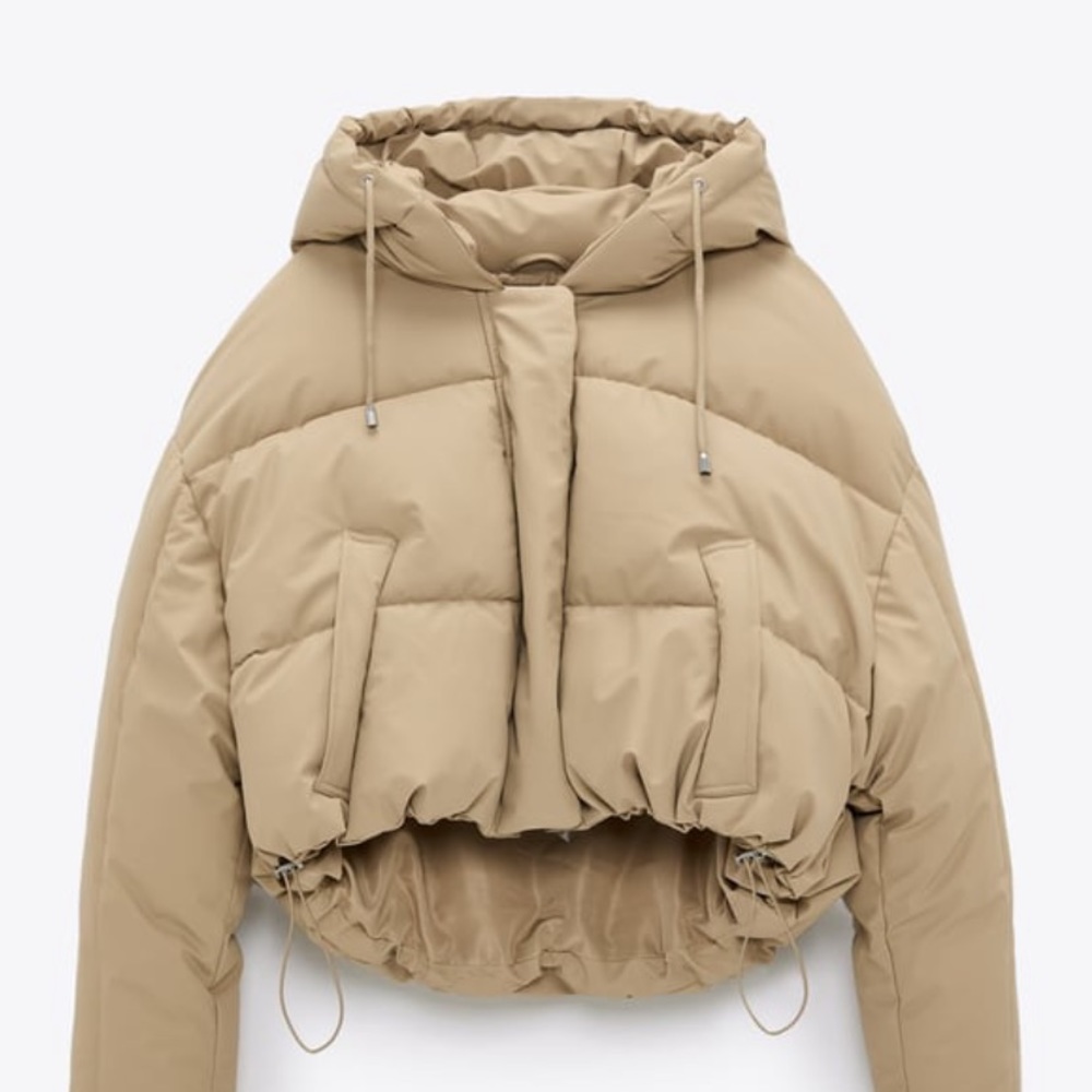 zara elastic trim padded jacket
